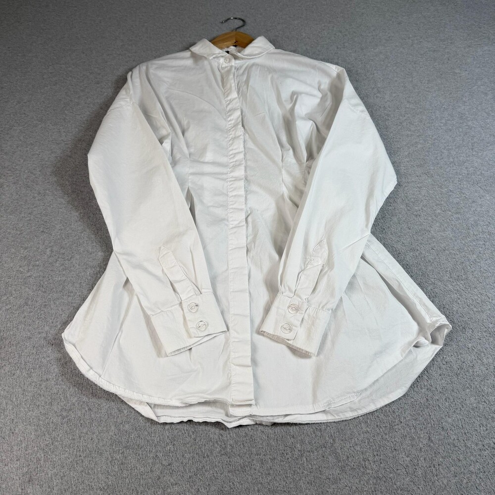 OW Intimates Ella Shirt Dress Women Small White Pleated Tailored Quiet Luxury